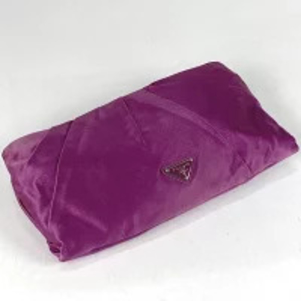 Prada Dahlia Flower Motif Bag Plate Pink Clutch Satin Pink